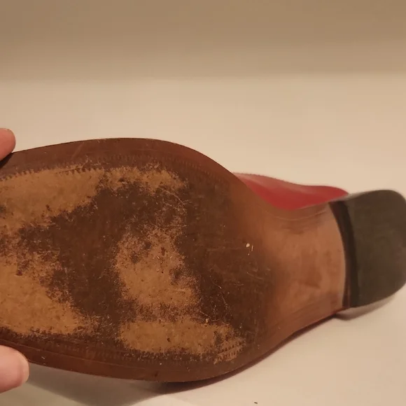 Sam Edelman Red Leather Mules For Women - Picture 9 of 12